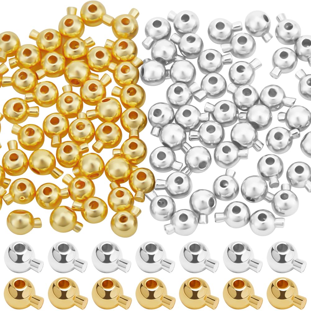Beebeecraft 100Pcs 18K Gold Plated Brass Crimp Beads Metal Irregular Shape Spacer Stoppers Beads 3.5x5mm for DIY Necklace Bracelets Making — image 1