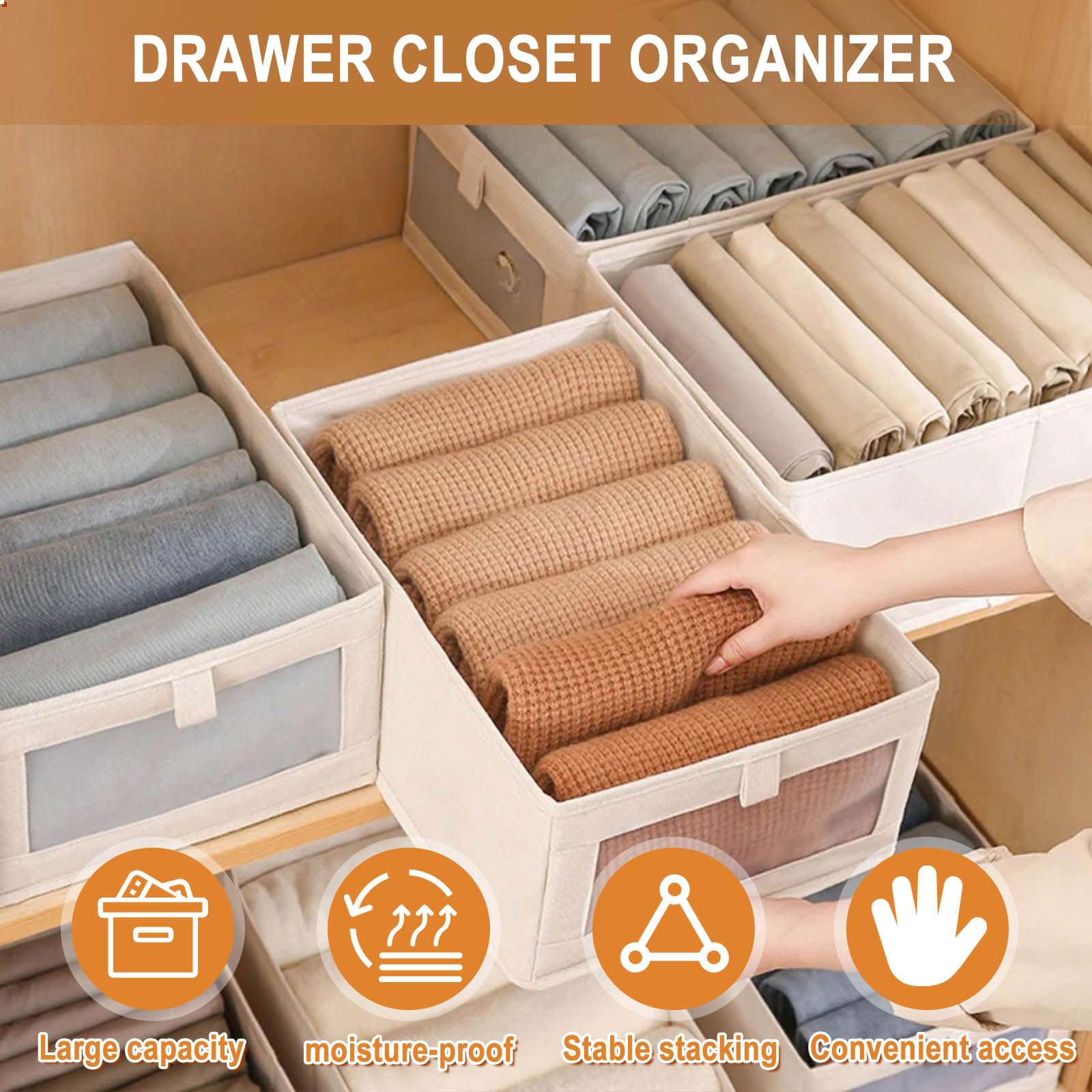 2 organizadores de armario, caja de almacenaje plegable con ventana transparente para ropa, libros, cosméticos, juguetes