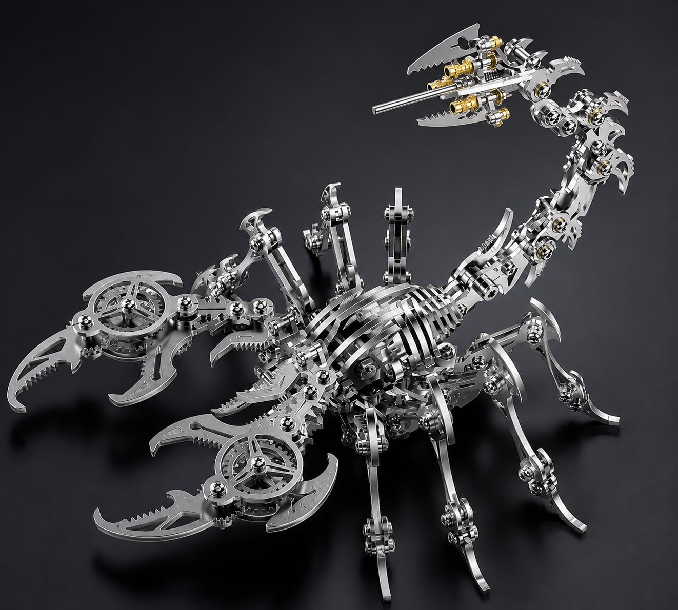 Generic 3D Metal Scorpion Puzzle Kit DIY Mechanical Model Steampunk Steel Assembly Craft Toy for Adults, Buildable Engineering Kit, Desk Display Collectible Gift (Silver)