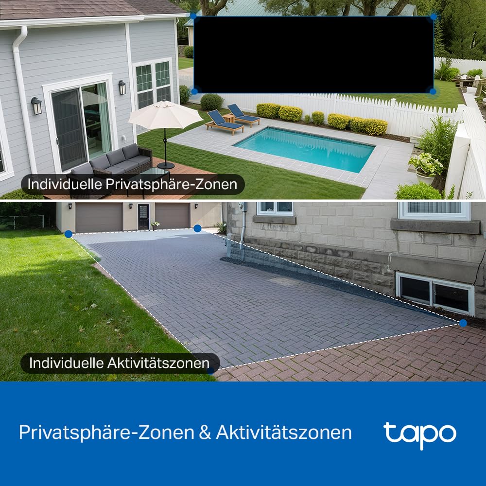 Tapo C575D 4K Überwachungskamera Außen mit Dual-Objektiv, 170° Ultraweitwinkel, 8mm Teleobjektiv, PoE/DC, Dualband-WLAN, kostenlose lokale KI-Erkennung, microSD/H500 Hub, IP66, 2026 Flaggschiff