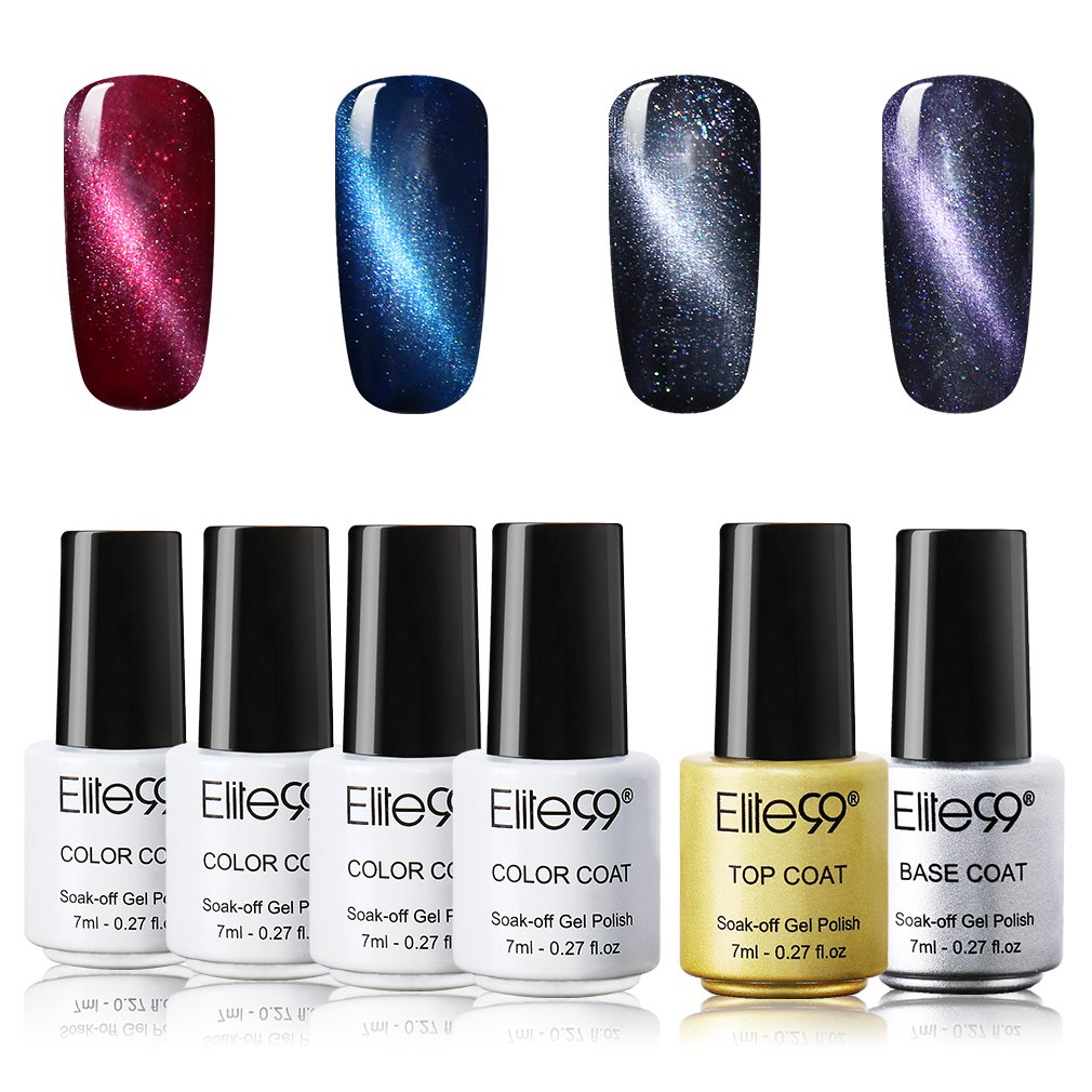 Elite99 Soak Off UV LED Cat Eye Gel Nail Polish Set With
