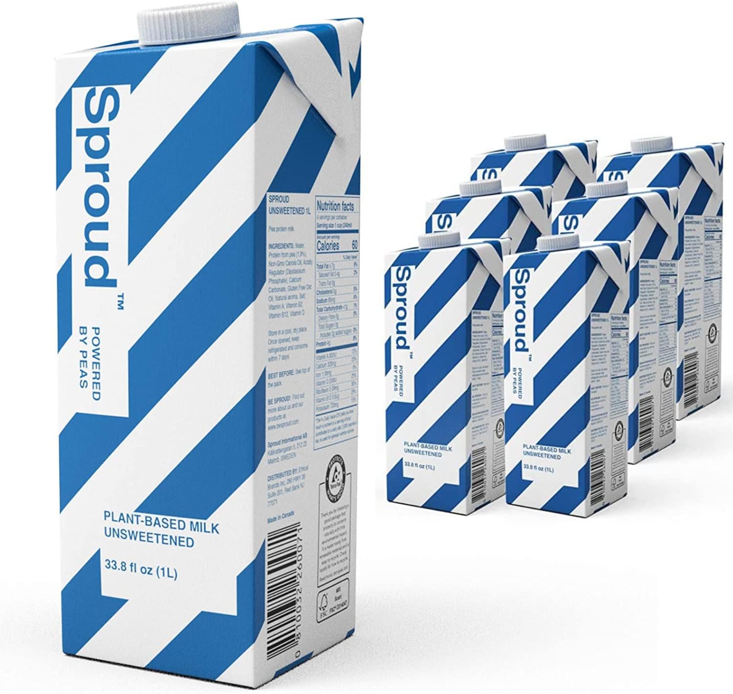 SPROUD Vegan Pea Protein Milk Unsweetened 1 Litre (Pack of 6