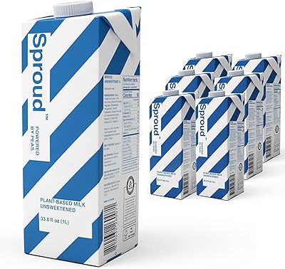 SPROUD Dairy Free Milk UNSWEETENED Flavor, Vegan Milk with Plant-Based Pea Protein, Shelf Stable Non-GMO, 1 Liter (Pack of 6)