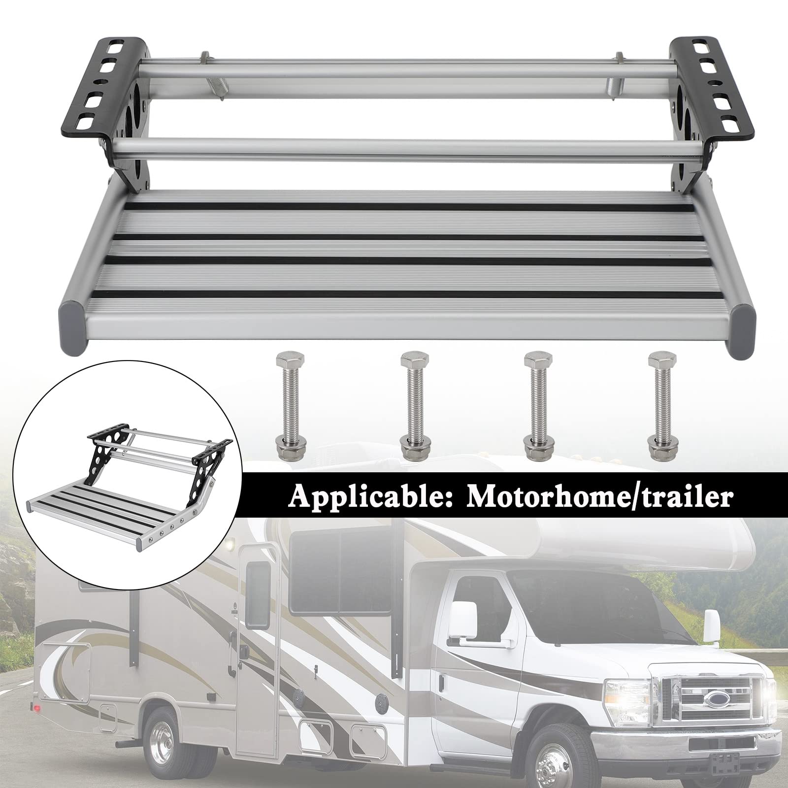 Wohnmobil Trittstufen Klappbar,Aluminium Wohnwagen Ausziehbare Herunterklappbare Leiter Trittstufe,Wohnwagen Stufenbeschläge,Wohnwagenleiter für Reiseanhänger/LKW