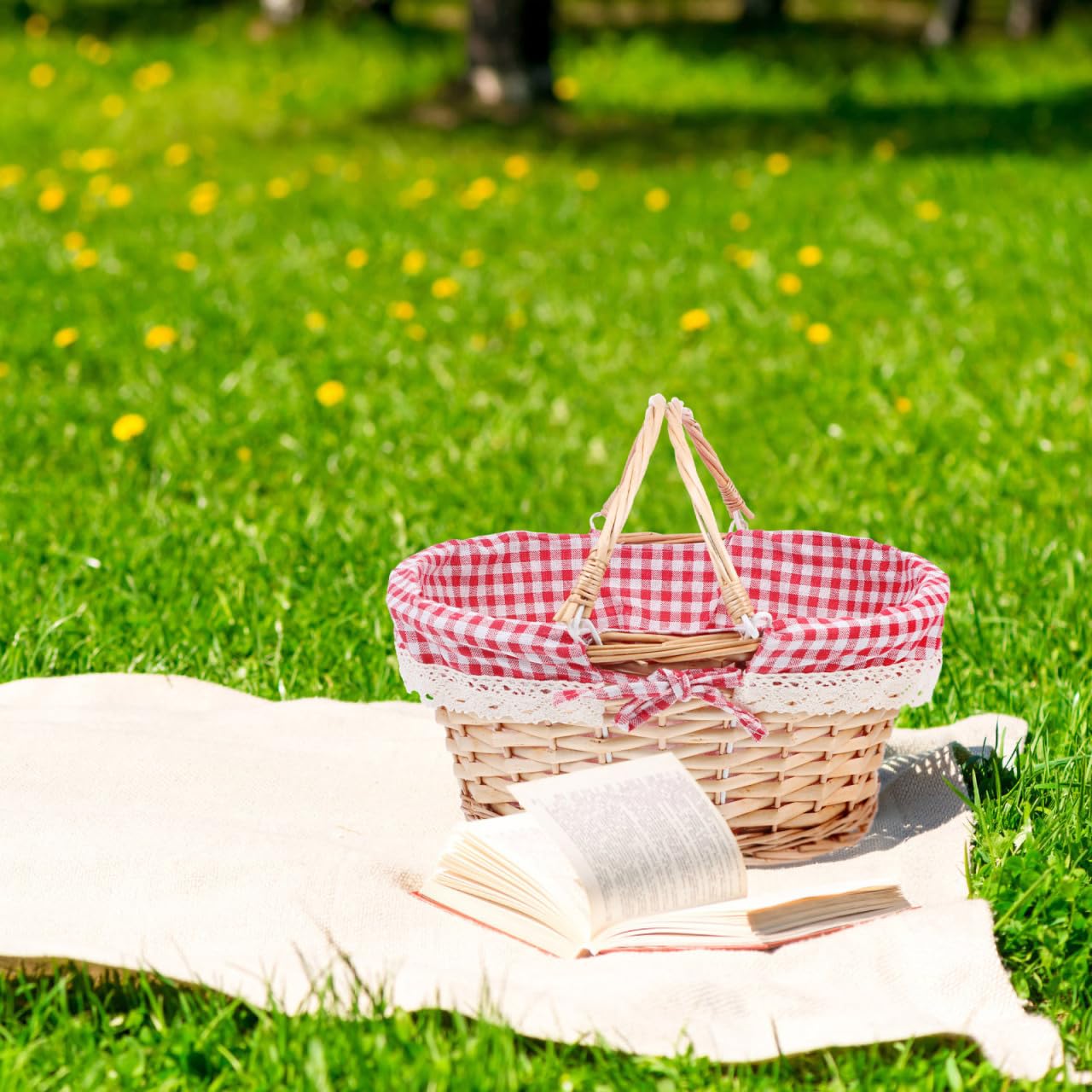 Toddmomy Cesta De Mimbre Cesta de Picnic De Compras Tejido De Caperucita De Pascua Tejida Decoraciones para El Hogar De Sauce Amantes