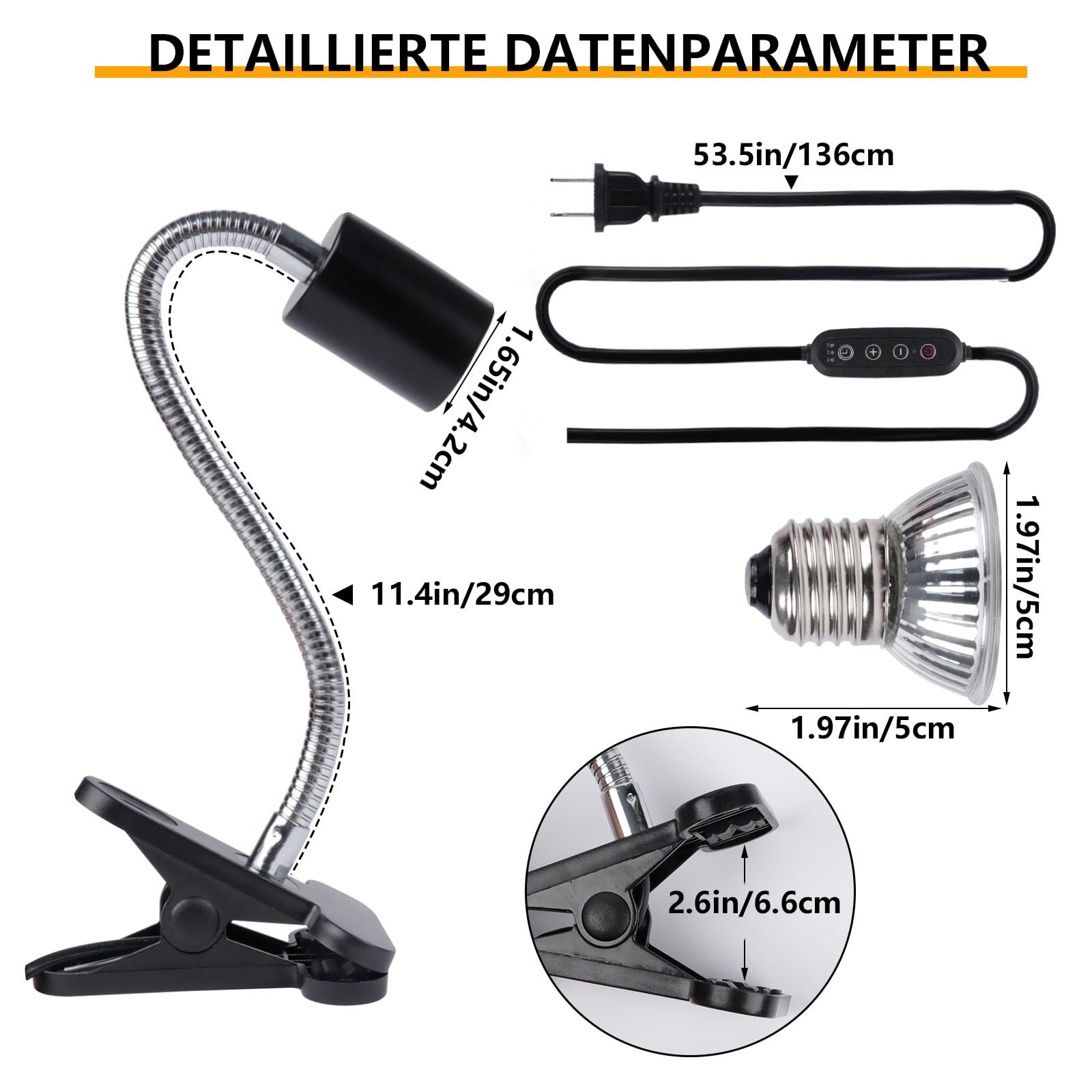 Lampada riscaldante per tartarughe Terrario, lampada UVA UVB per rettili Terrario 25W+50W, lampada riscaldante E27 Basking Spot per tartarughe, serpenti, lucertole