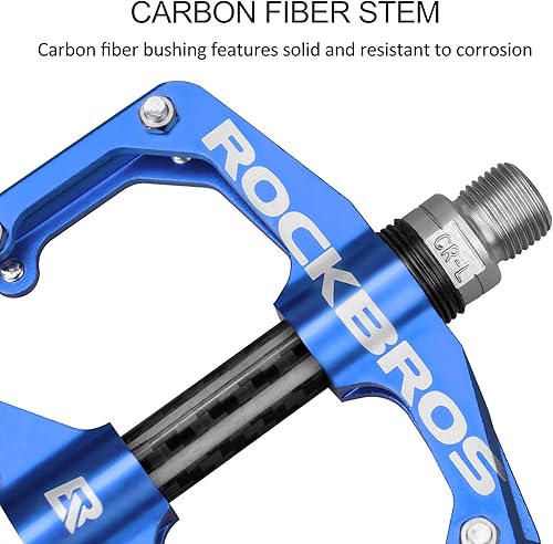 Miniatura 3 de Rock BROS - Pedales de bicicleta de montaña, pedales planos 916, pedales ligeros de fibra de carbono sellados, pedales planos para MTB