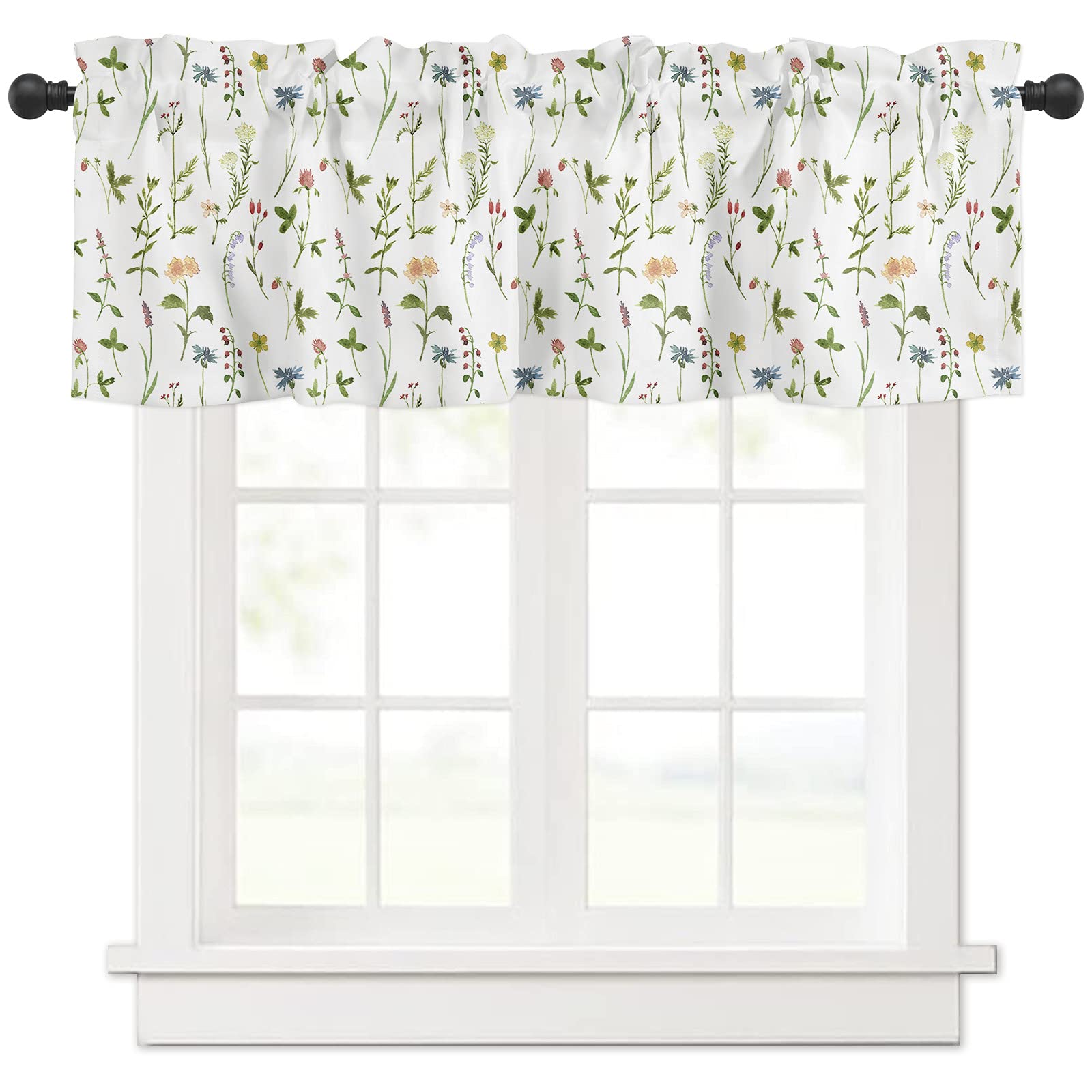 Buy Kitchen Valances Only Floral Botanical Flowers and Leaves Chic Valences for Window Farmhouse