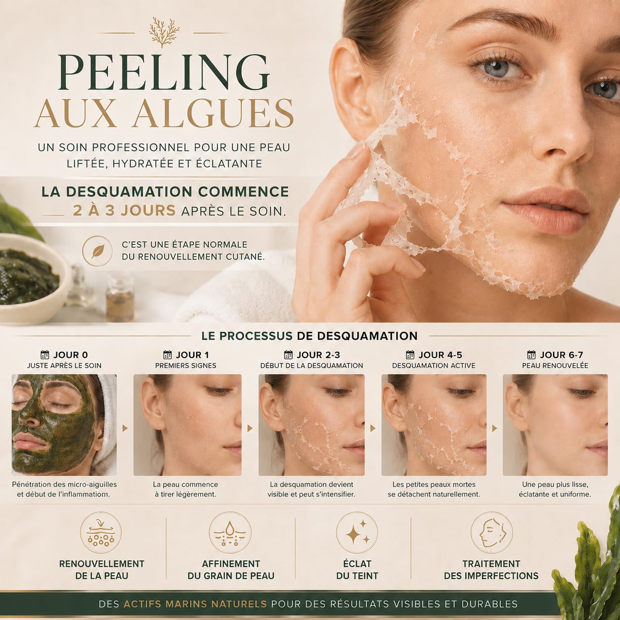 Kit exfoliante de algas para uso profesional – poderoso cuidado exfoliante regenerador