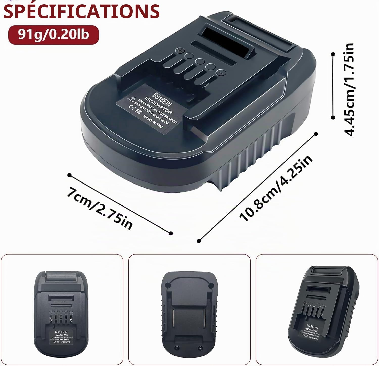 BS18EIN pour Bosch et Einhell Adaptateur de Batterie, Adaptateur de Batterie pour Bosch Professional 18V System Batterie BAT609 BAT612 pour Einhell 18V Outils Électriques (Sans Batterie)