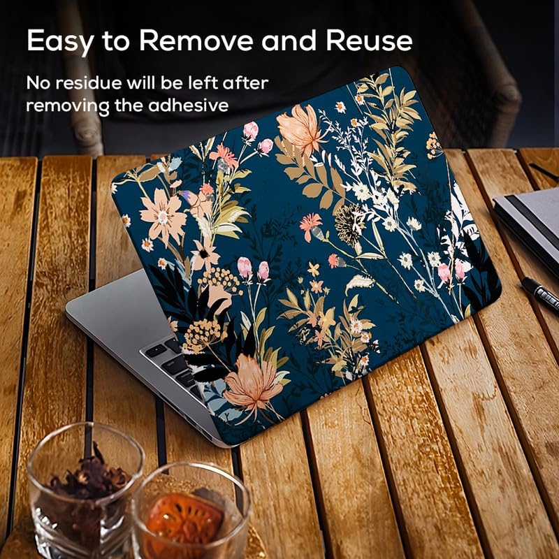 Image of Floral D36 Top+Wrist Pad Vinyl Laptop Skin /Sticker /Cover for 17 to 17.3 Inches Laptops Laminated-Removable-HD Quality Compatible for Hp-Dell-Sony-Lenovo-Asus etc.(16.5x11 Inches)