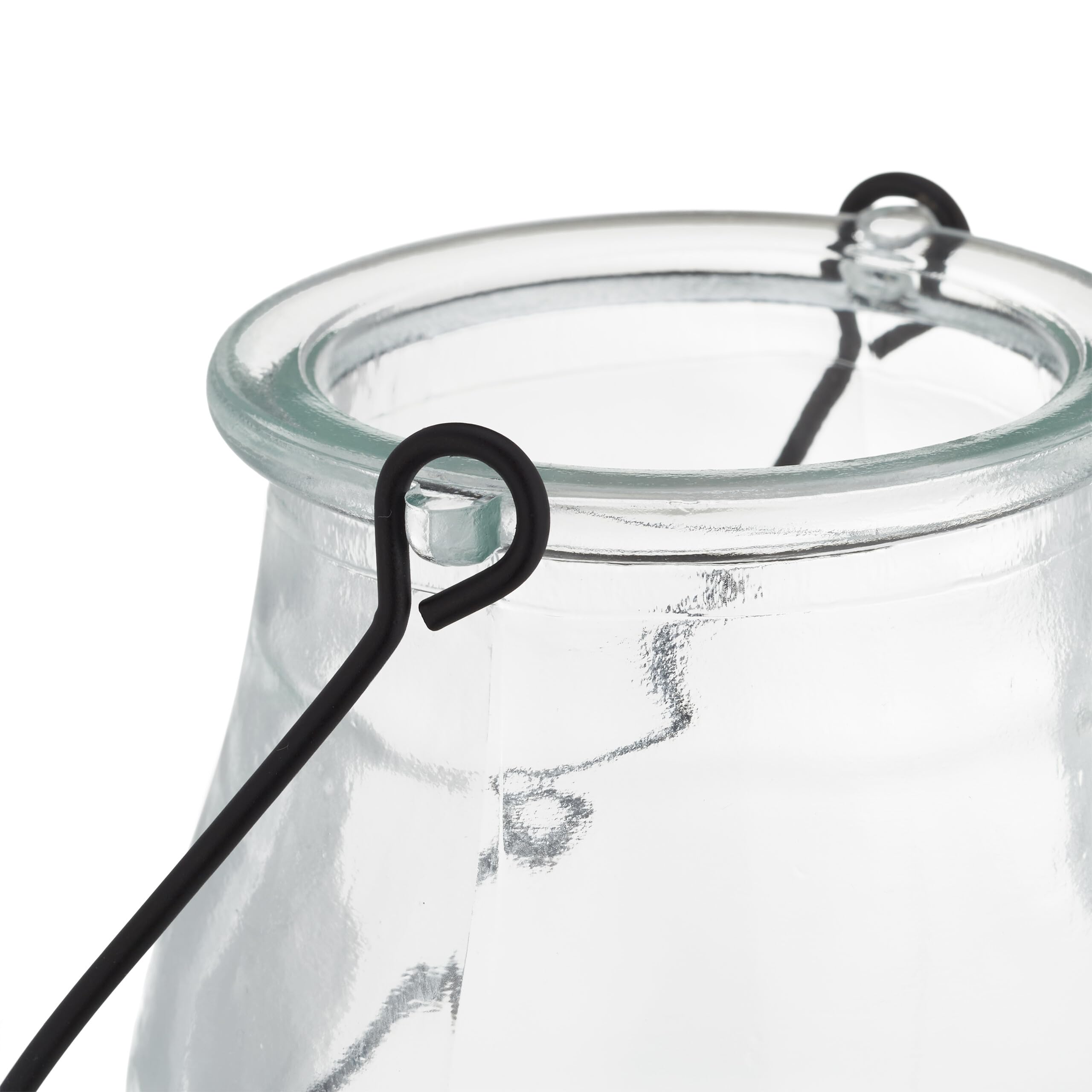 Relaxdays Photophore en Verre, Lot de 12, Porte-Bougie avec Anse Noire, 3 Tailles, Rond, Transparent
