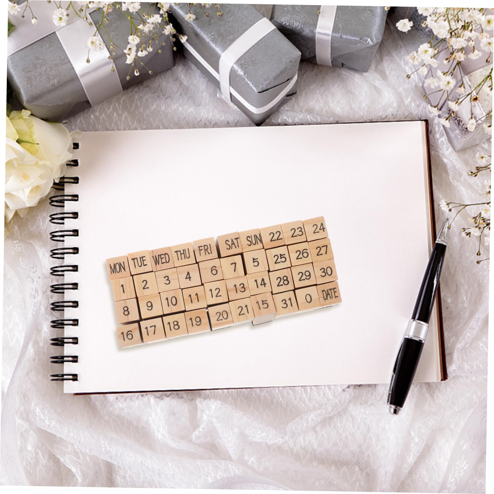 5sätze Holzstempel Für -handschrift Retro Zahlen Und Wochentage Teiliges Für Scrapbooking Tagebuch Und Bastelarbeiten