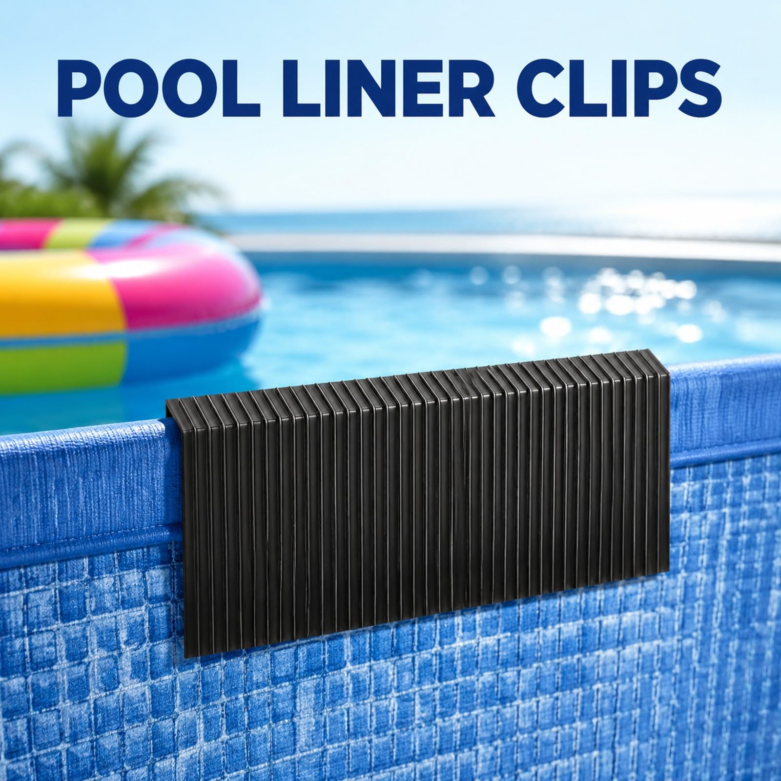 Tiras de Sujeción para Liner de Piscina, Clips de Repuesto 33 Piezas, 61cm Largo, PE Resistente - Fáciles de Usar, Protección Antirrayado, Ideal para Piscinas Redondas y Ovaladas (B)