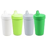 Re-Play Spill-Proof Sippy Cups for Toddlers - Kids Reusable 10 Oz Set of 4, Dishwasher & Microwave Safe, Made in USA, Modern Green