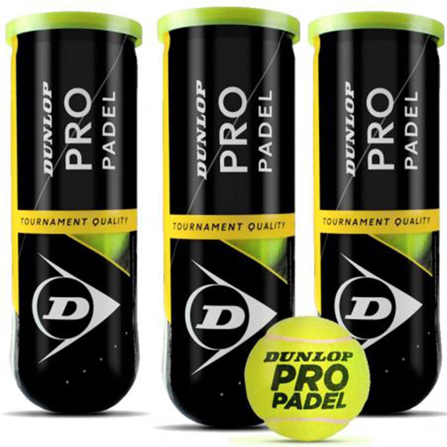 Dunlop Sports Pro Padel 3-Balls Can – Tournament Quality Pressurized Balls, Great Control and Extended Durability (3 Pack/Yellow)
