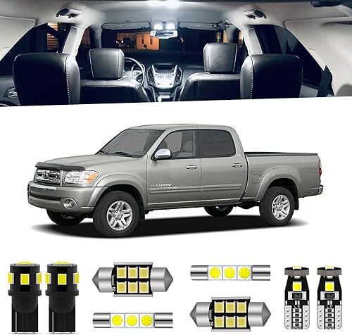 Paquete de 12 luces LED Tundra para interiores Toyota Tundra 2000 2001 2002 2003 2004 2005 2006 paquete de iluminación LED interior blanca + luces
