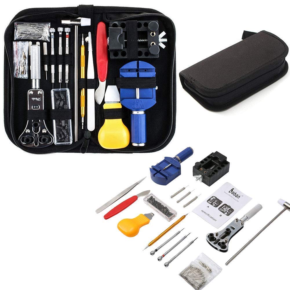 Kit de reparación de relojes - 147 piezas/juego de herramientas Kit de herramientas combinadas para desmontar pulseras y abridores de relojes - Reemplace las herramientas de la batería del reloj con e