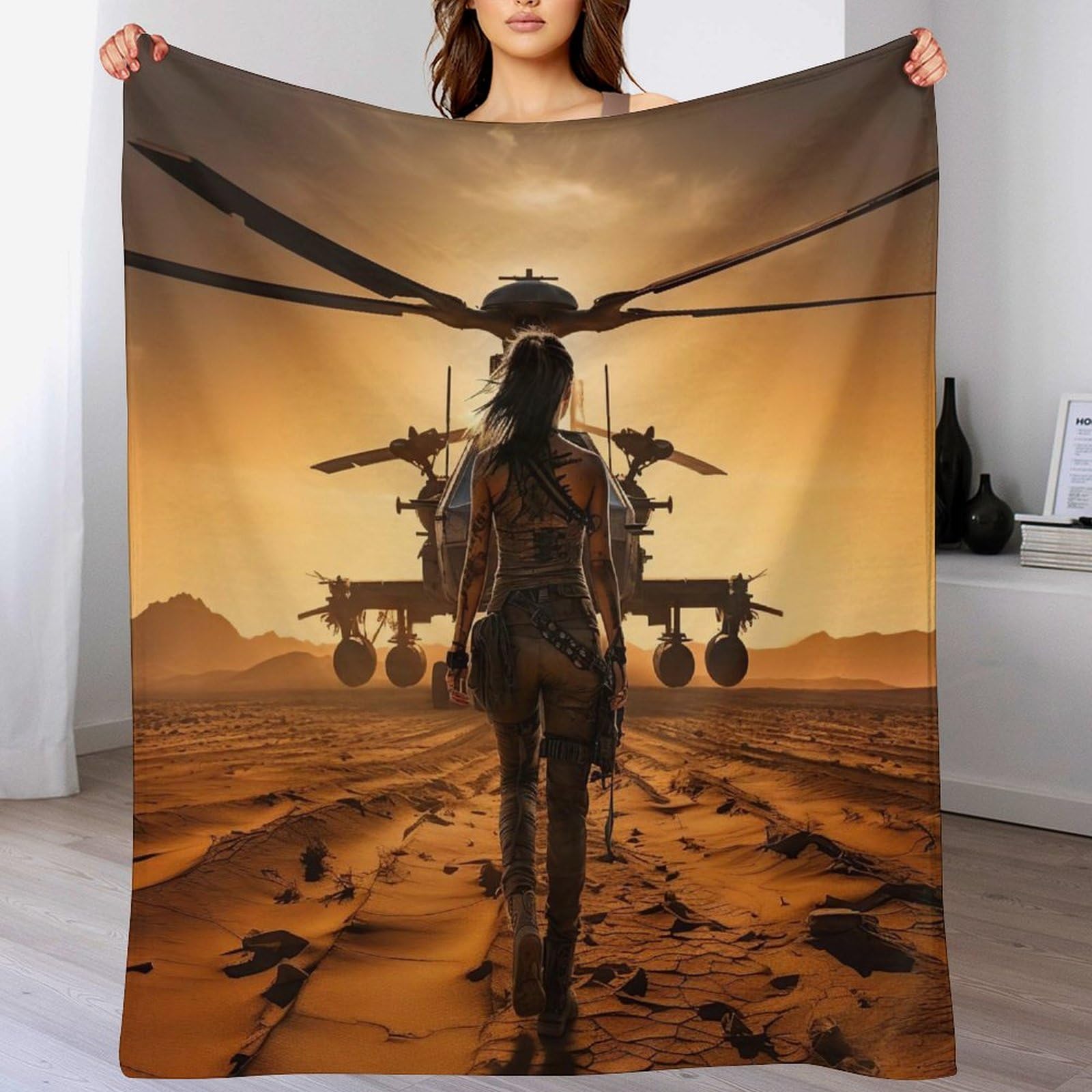 Manta de franela con diseño de helicóptero infantil de 130x150 cm