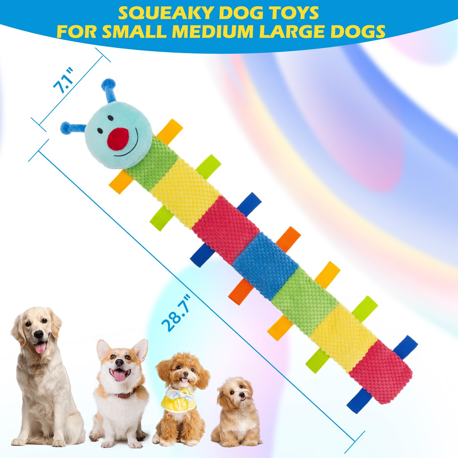 PAWCHIE Juguetes chirriantes para perros, juguete de peluche sin relleno para perros, juguetes masticables con papel arrugado para dentición y masticación, juguetes duraderos y resistentes para perros