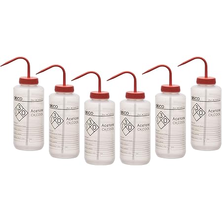 Tattoo Bottle EISCO 2PK Wash Bottle For Acetone, 1000ml - Labeled Laboratory Safety Wash Bottles - View #10