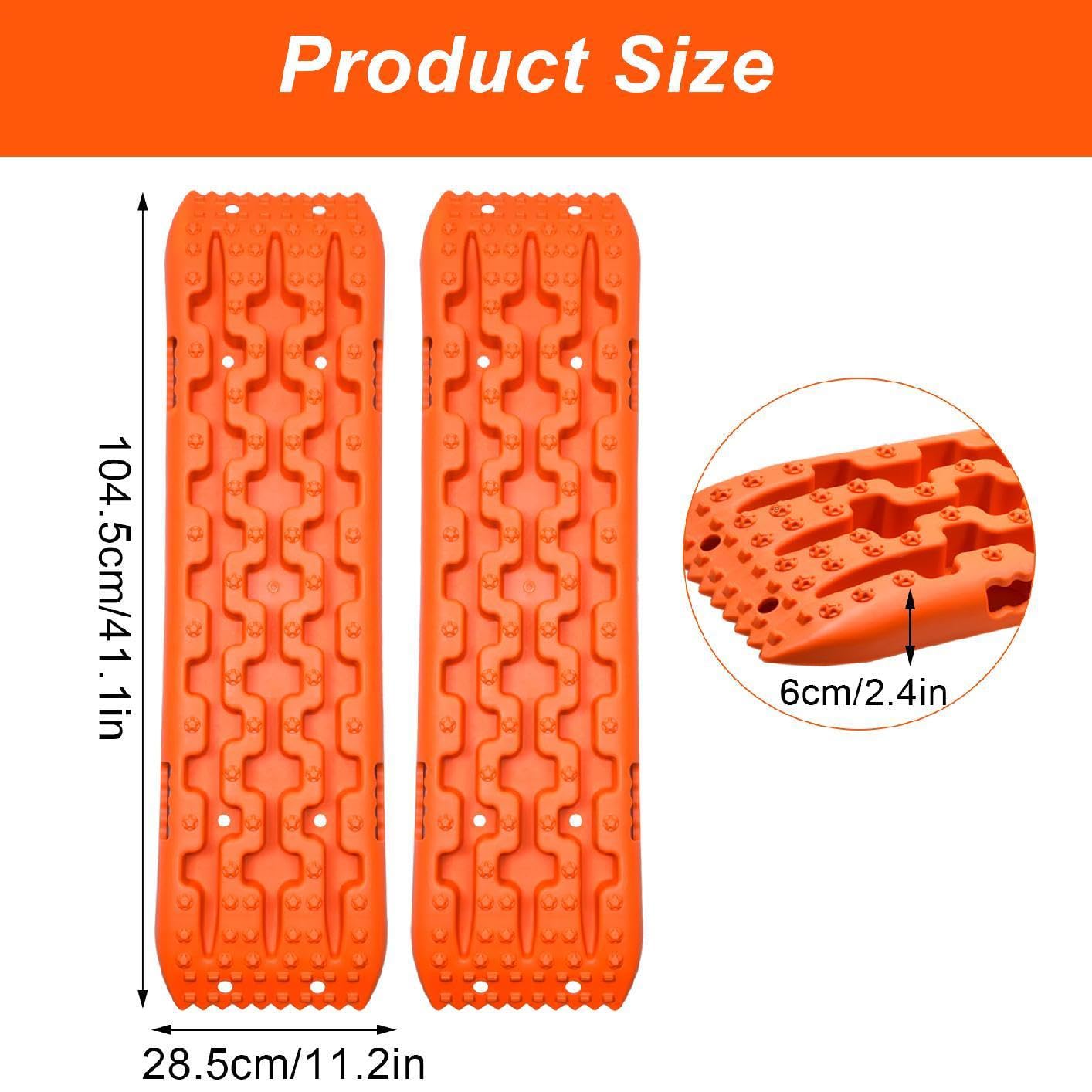 2 Piezas Que Conforman Tablas De Tracción, Tableros De Tracción Todoterreno, 10T, Rastreas De Recuperación De Traccións Escalera De Neumáticos Con Riel, Accesorios Todoterreno Para Are-na(naranja)