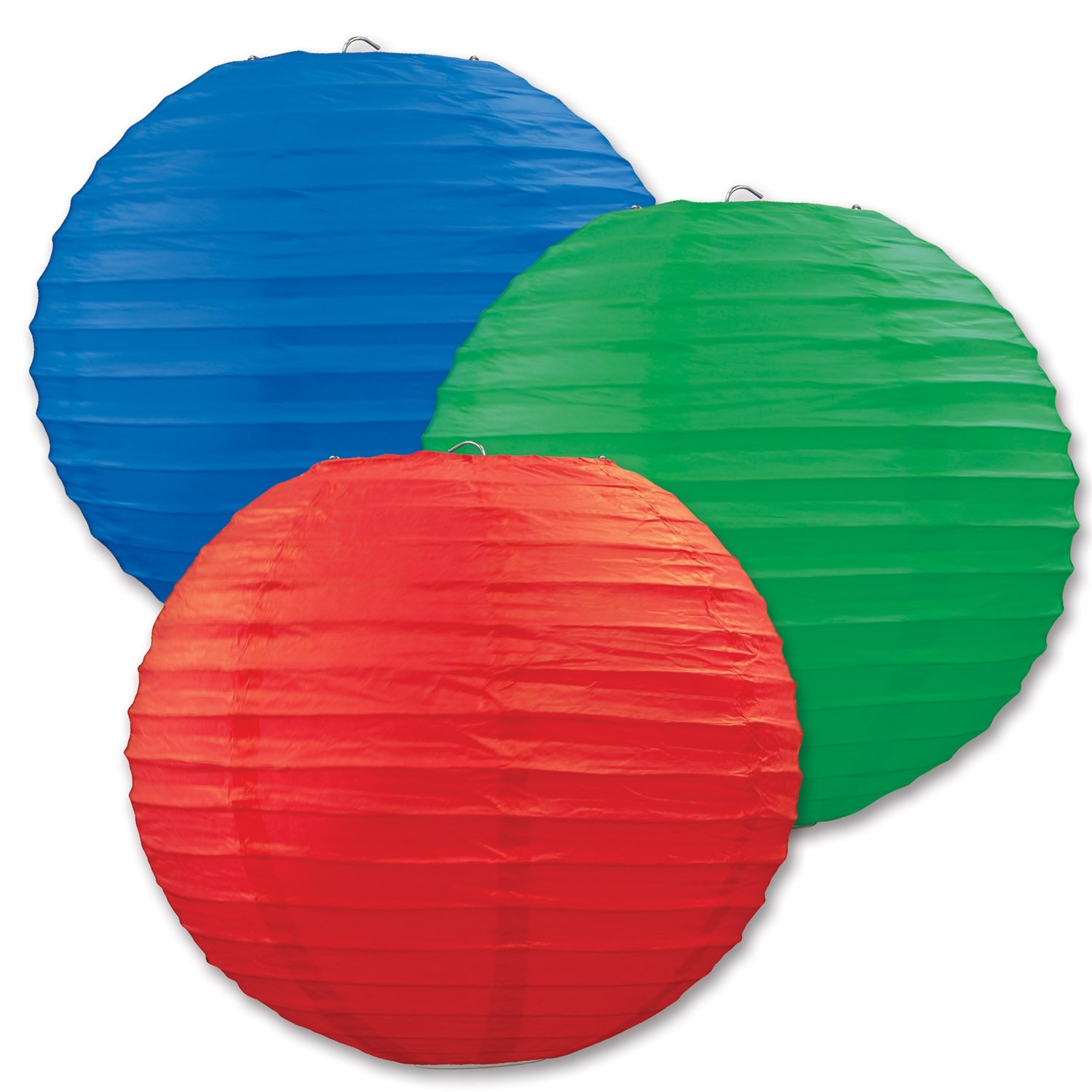 Beistle Paper Lanterns (Red/Blue/Green)