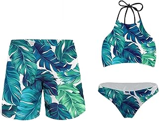 Couples Matching Swimsuit for Him and Her Summer Beachwear Women Bikini Set Men Trunk Beach Shorts