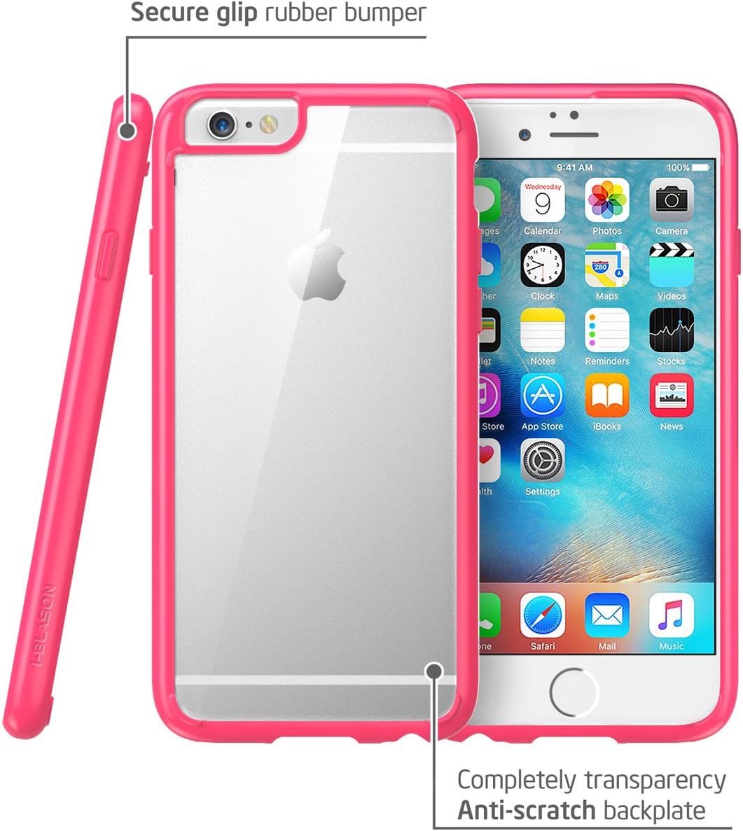 i-Blason Halo Series Case Designed for iPhone 6 Plus, [Scratch Resistant] **Clear** iPhone 6 Plus Hybrid Bumper Case 5.5 inch Cover (Clear/Pink)