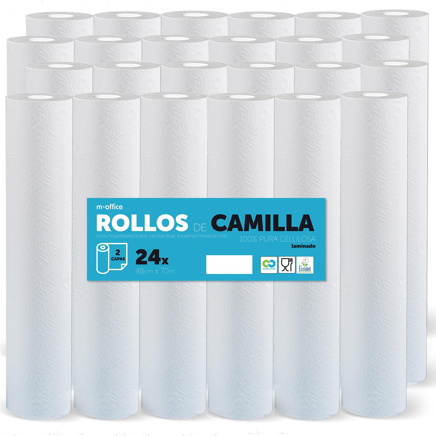 Rollo para Camilla, Rollo Papel para Camilla de Procedimientos Médicos, Masaje, Tratamientos de Belleza y Spa, Papel para Camilla de Estética y Masaje (60cm x 70m laminado celulosa, 24 unds)