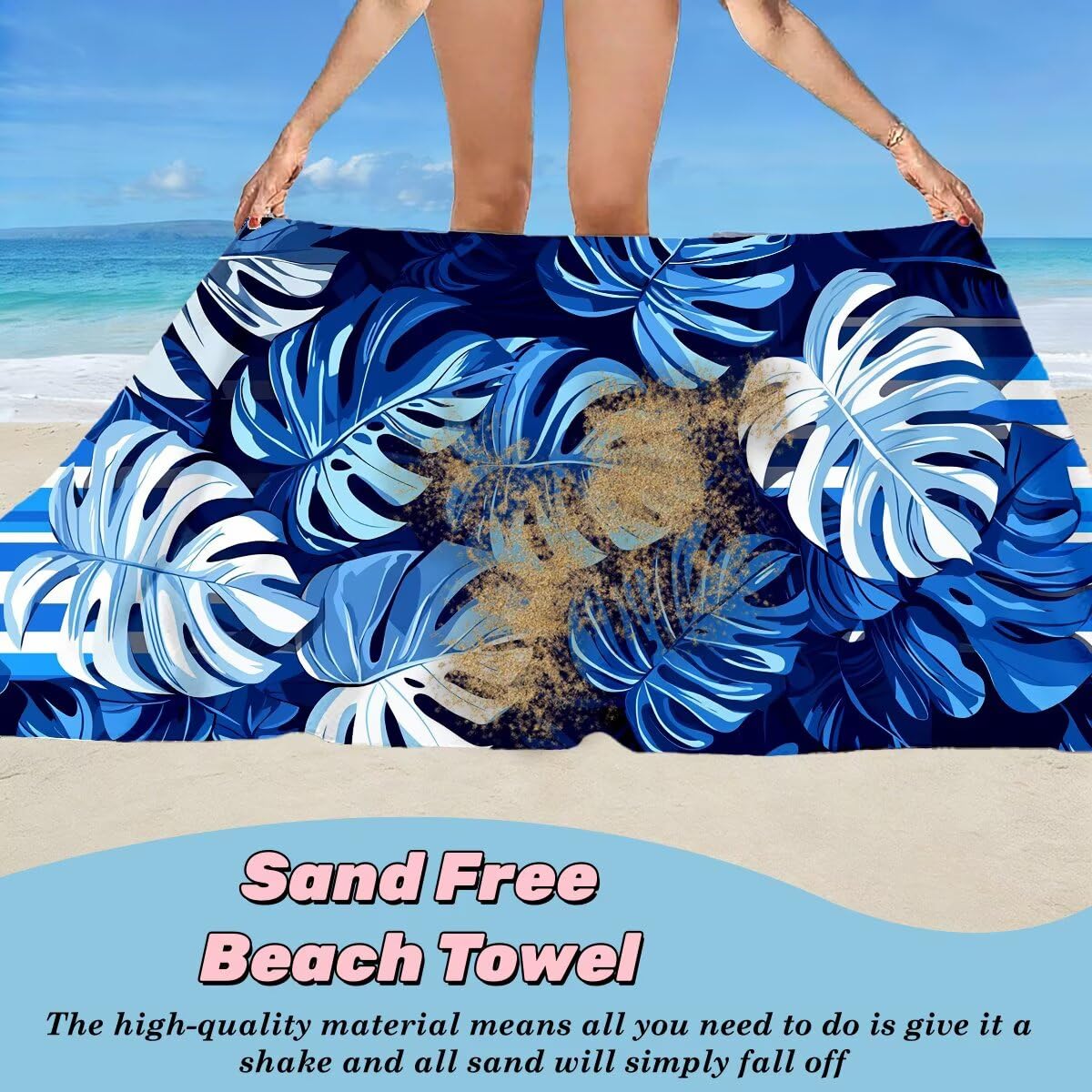 Ręcznik plażowy 90 x 180 cm, ręcznik gimnastyczny z mikrofibry szybkoschnący, zestaw 2 anty-piaskowych ręczników plażowych, lekki kompaktowy ręcznik z mikrofibry duży do podróży, prezent dla kobiet i