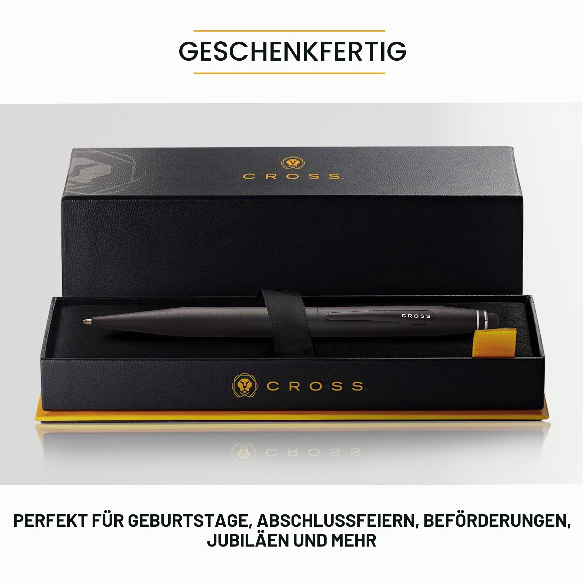 Cross Tech2 Kugelschreiber mit Eingabestift (Stylus), Satin-Schwarz, Kunststoffgehäuse, einziehbar, Strichstärke „Mittel“, nachfüllbar, Ersatzmine schwarz, hochwertige Geschenkverpackung, 1 Stück (1er Pack)