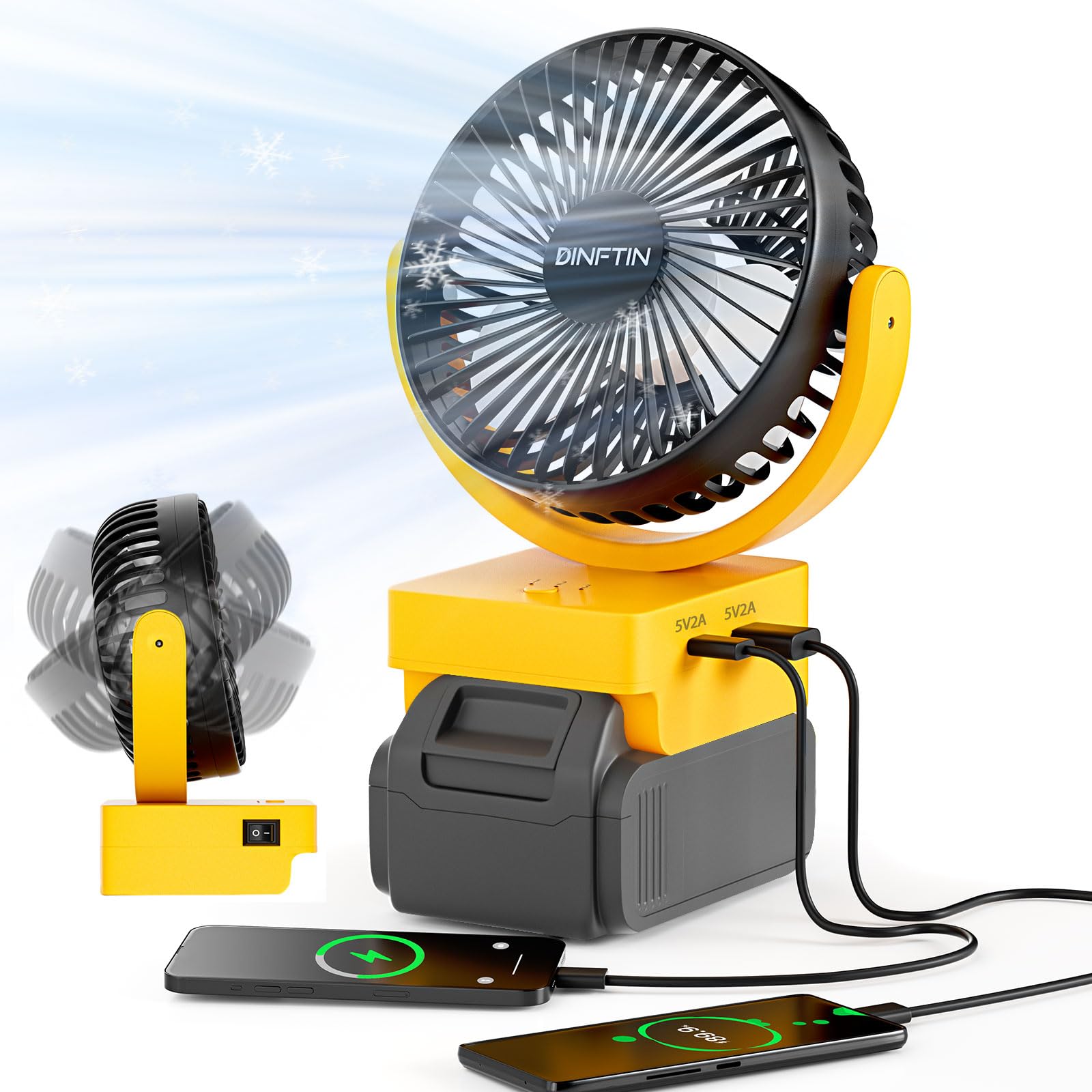 Amazon.com: Powered Cordless Fan Compatible for Dewalt 20V Lithium