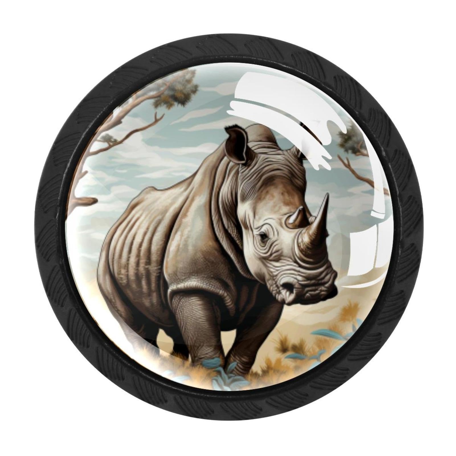 CHENZZZZ 4 Pieces Dresser Knobs Rhinoceros Drawer knobs Cabinet Knobs Pull Handles for Home Kitchen Office