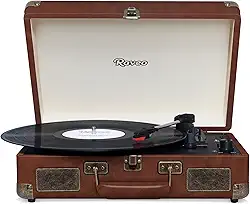 Raveo Vitrola Sonetto Vintage Brown com Conexão Bluetooth, USB Reproduz e Grava, Rádio FM, Saída Auxiliar e Bivolt