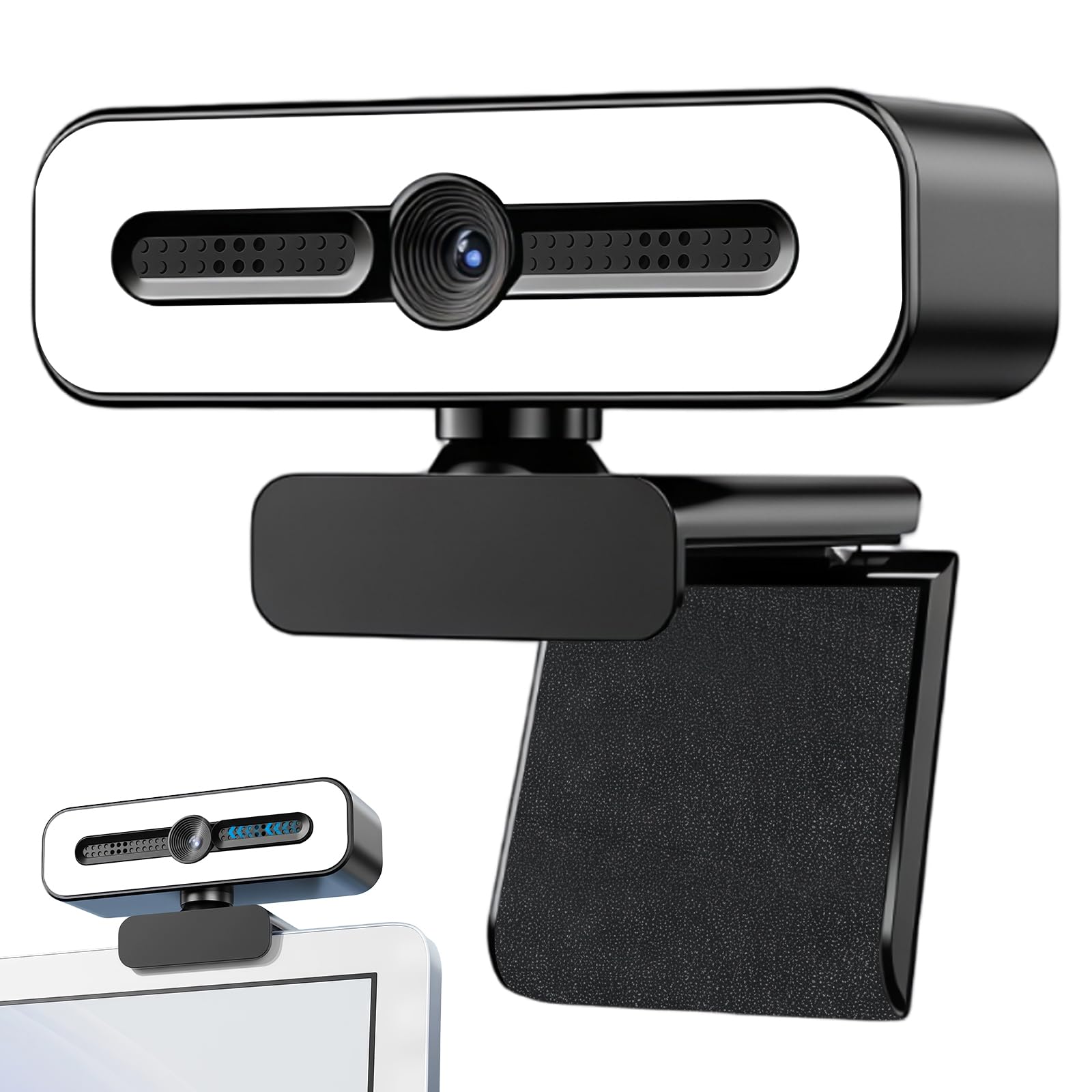 Webcam USB VEGOATY 1080P: webcam Full HD grandangolare da 90° con microfono per videochiamate e registrazioni, conferenze web, può ruotare la telecamera USB di 360°