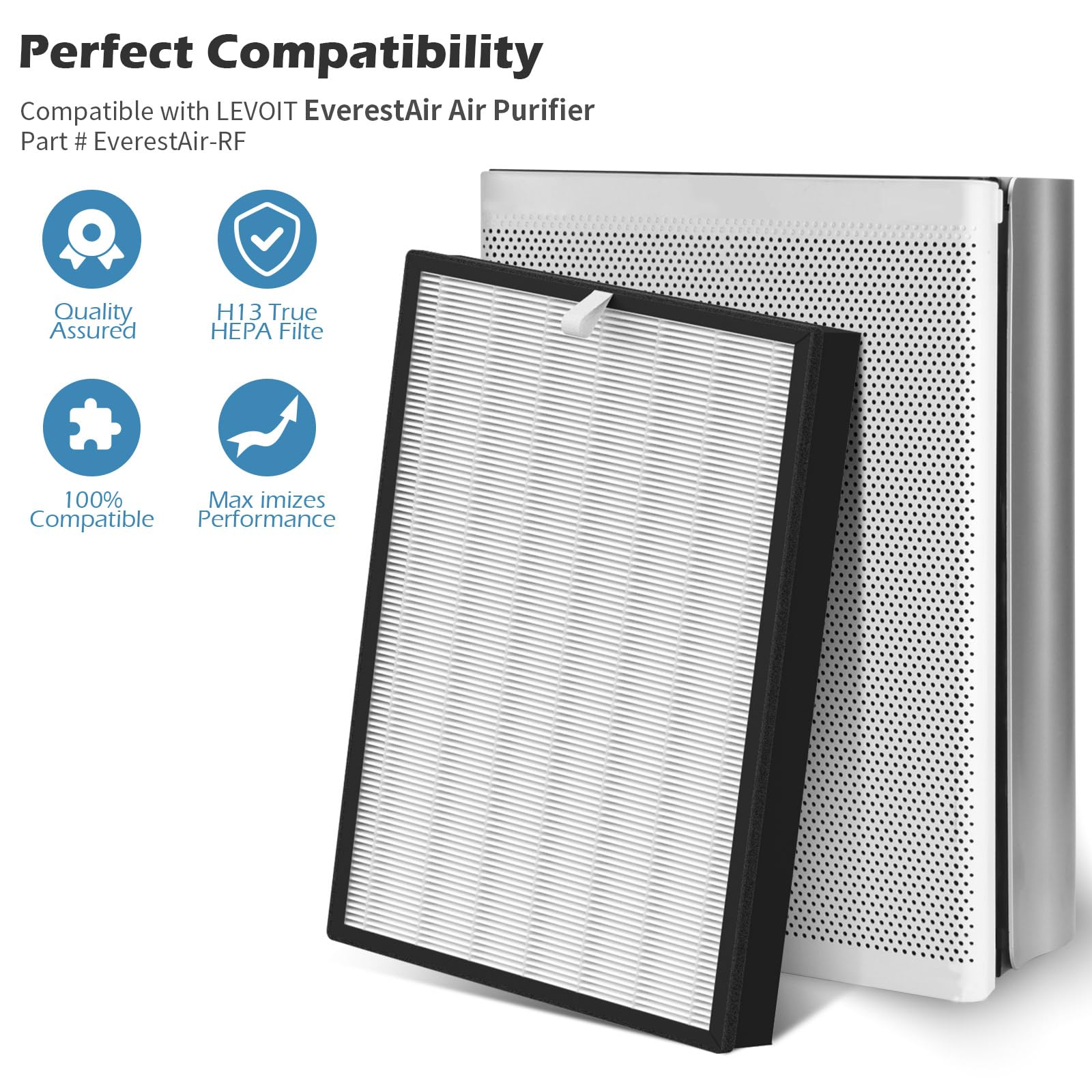 2 paquetes de filtros de repuesto H13 True HEPA compatibles con el purificador de aire LEVOIT EverestAir, comparado con la pieza # EverestAir-RF