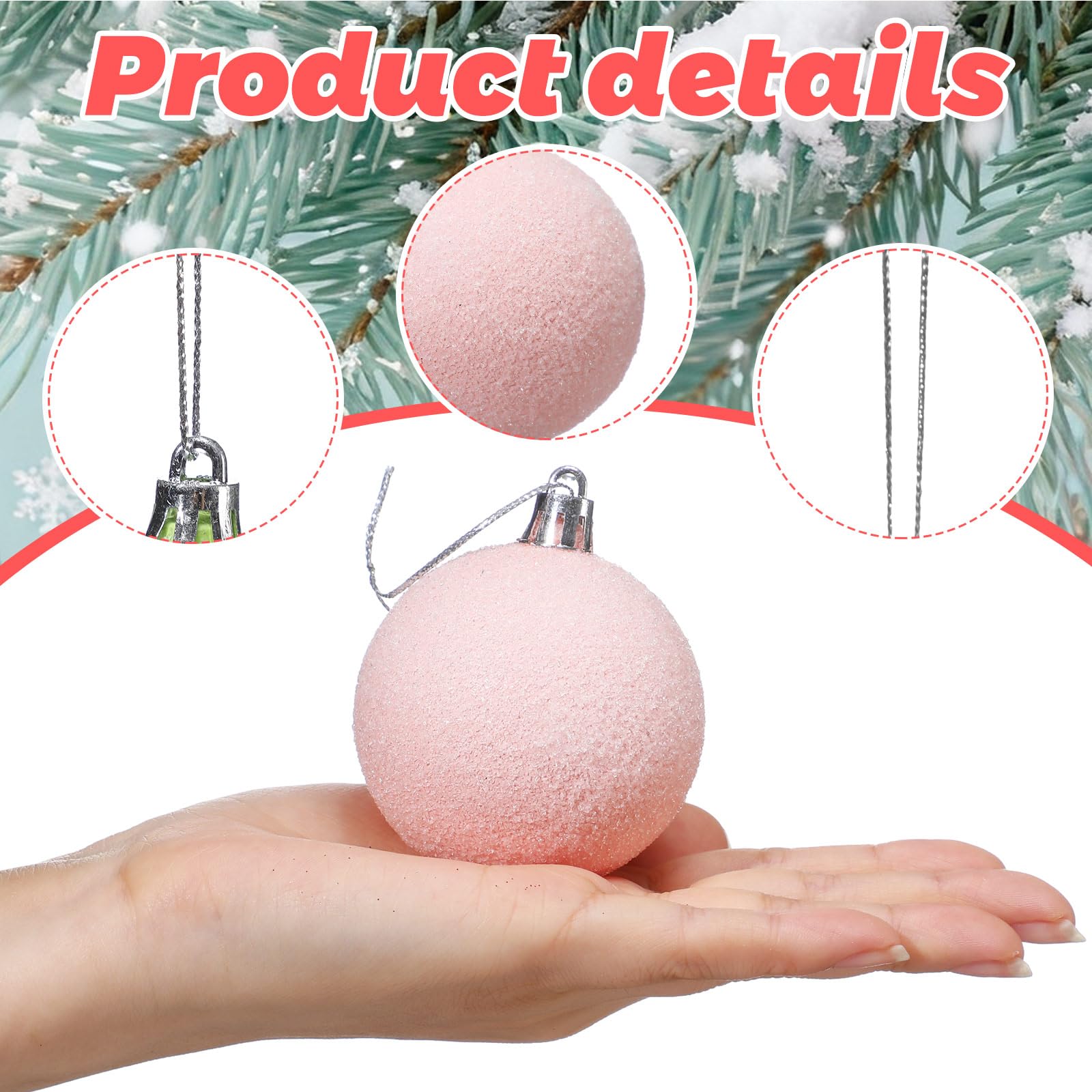 Gejoy Lot de 30 Boules de Noël Pastel à Suspendre - Incassables - Décoration de Noël - Rose pâle, Vert, Bleu, Arc-en-Ciel (givré, 6 cm)