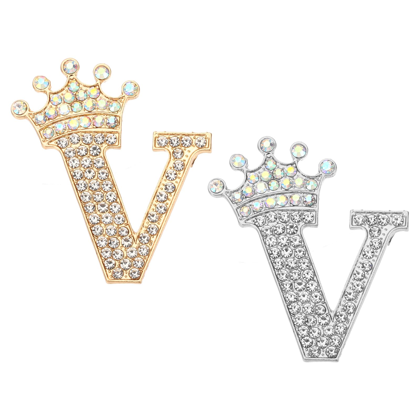 PATIKIL Letter Brooch Pins, Crown Initial Rhinestone Alphabet Letter Lapel Badges Pin for Women Suits Dress