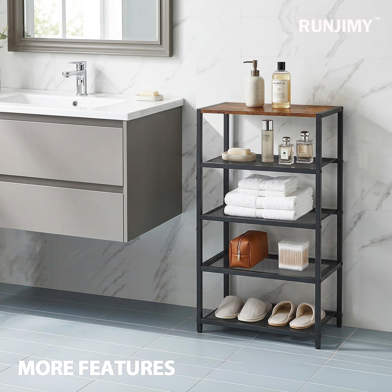 Narrow Shoe Rack for Front Door Entrance, Entryway, and Closet Shoe Organizer with 4 Sturdy Metal Mesh Shelves and Wooden Top, Holds 10 Pairs, Ideal for Storage or Display