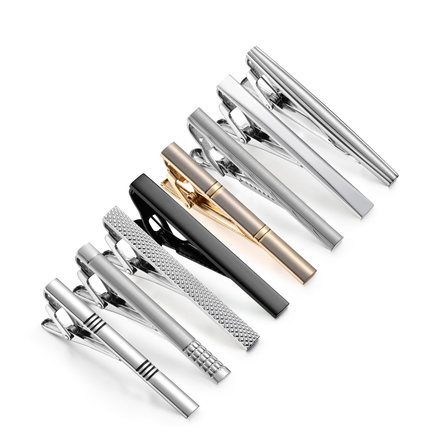 Wynameleri Tie Bars Clips Set 8 Packs Business Shirt Necktie Pin Clip for Men