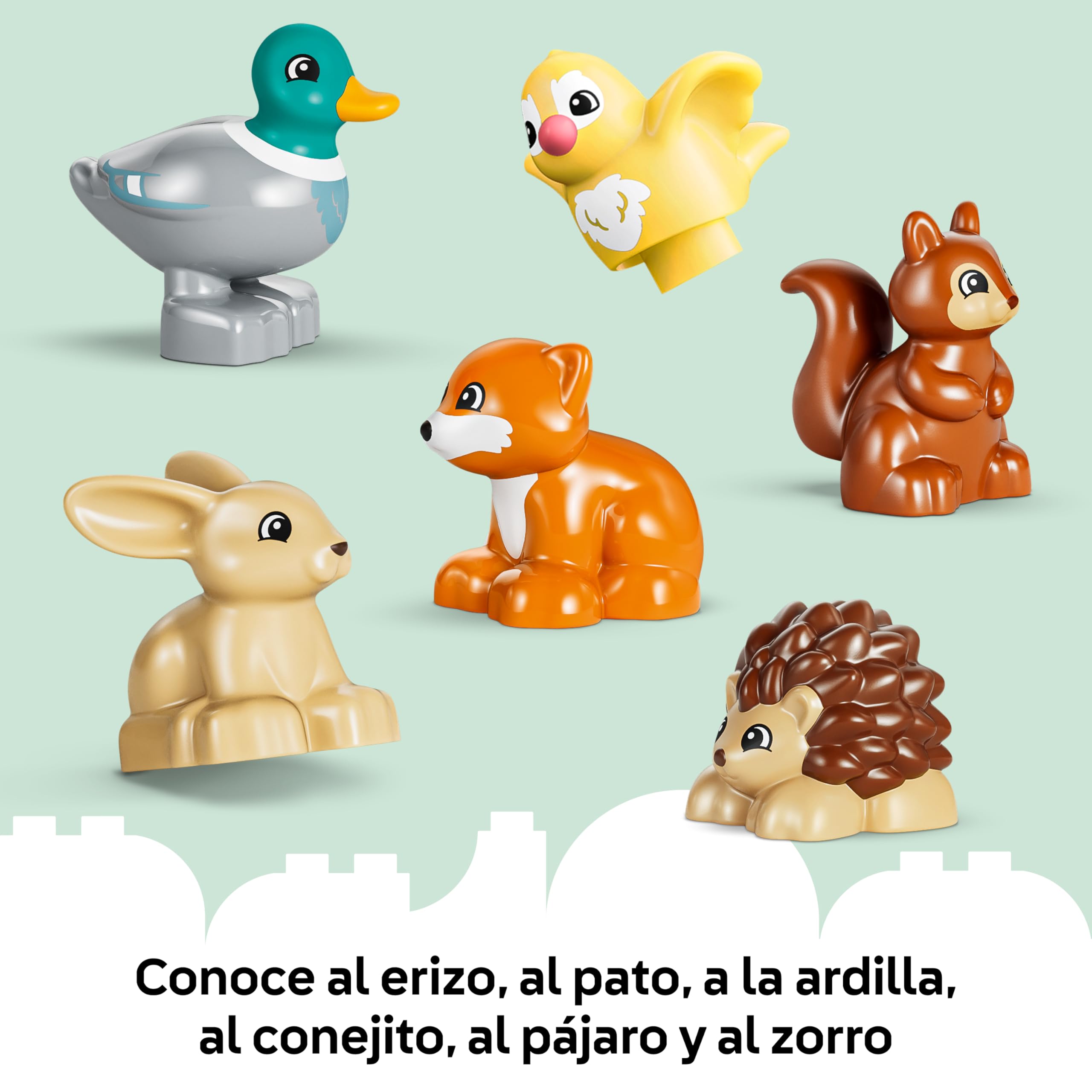 LEGO Duplo Bosque de los Descubrimientos con Animales Salvajes – Juego Educativo – Juguete Montessori con Figuras de Animales, Árboles y Tapete – Regalo para Niñas y Niños de 3+ Años – 10480