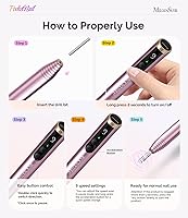 Vista 5 de MelodySusie PocketNail - Taladro de uñas modular inalámbrico en forma de bolígrafo, PC100GR 20000 RPM, lima eléctrica recargable para manicura