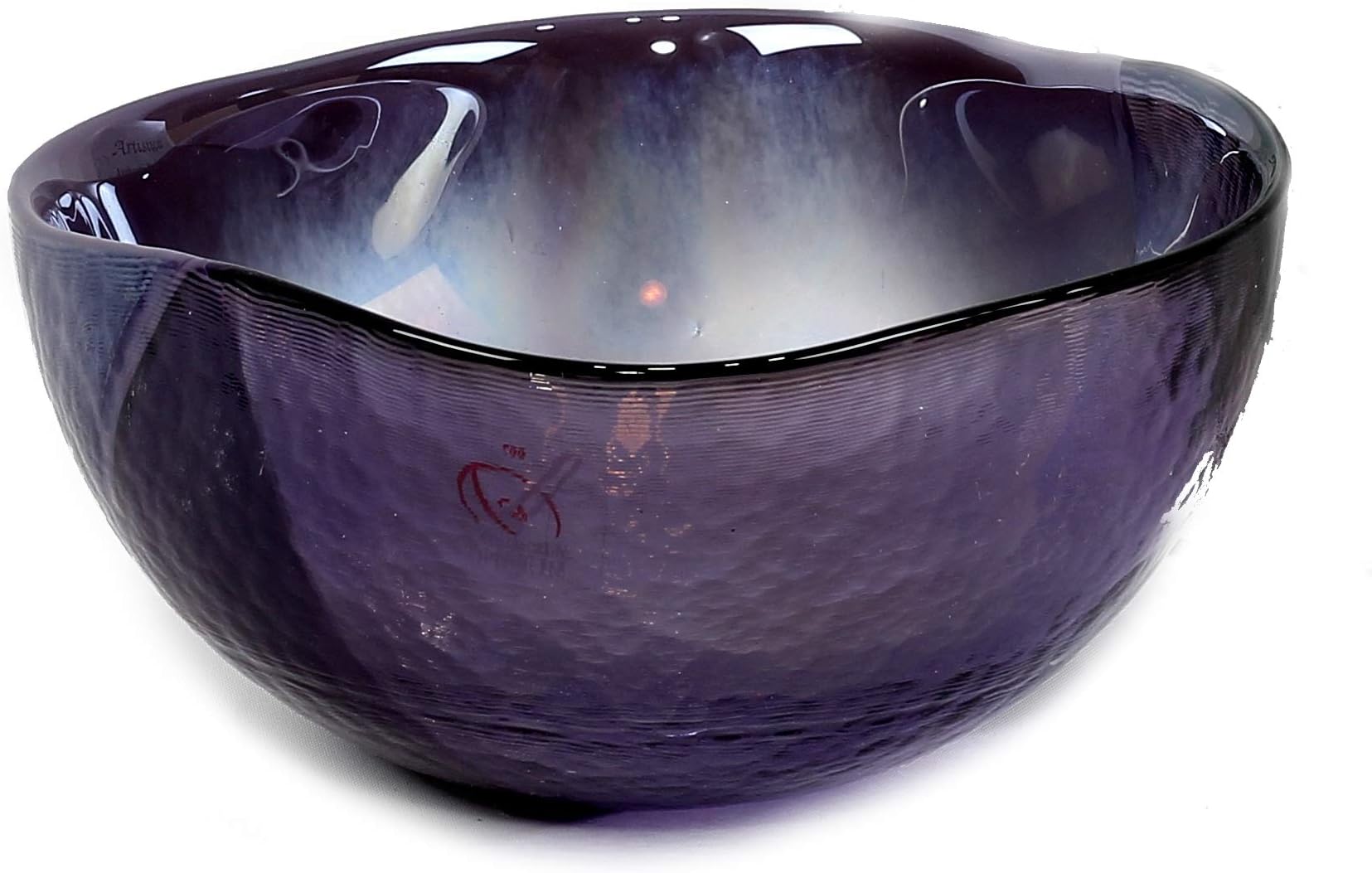 Murano Glass: Cartoccio Square Candy Bowl Lilac Purple on Pearlized Clear Glass