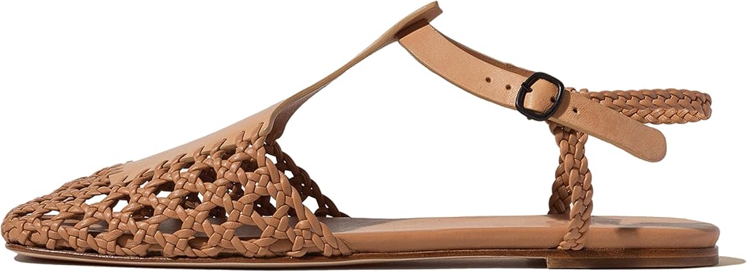 slingback الشقق للنساء مضفر الصنادل اللباس المنسوجة أحذية Strappy، تنفس وأنيقة تصميم عصري تسليط الضوء على سحر