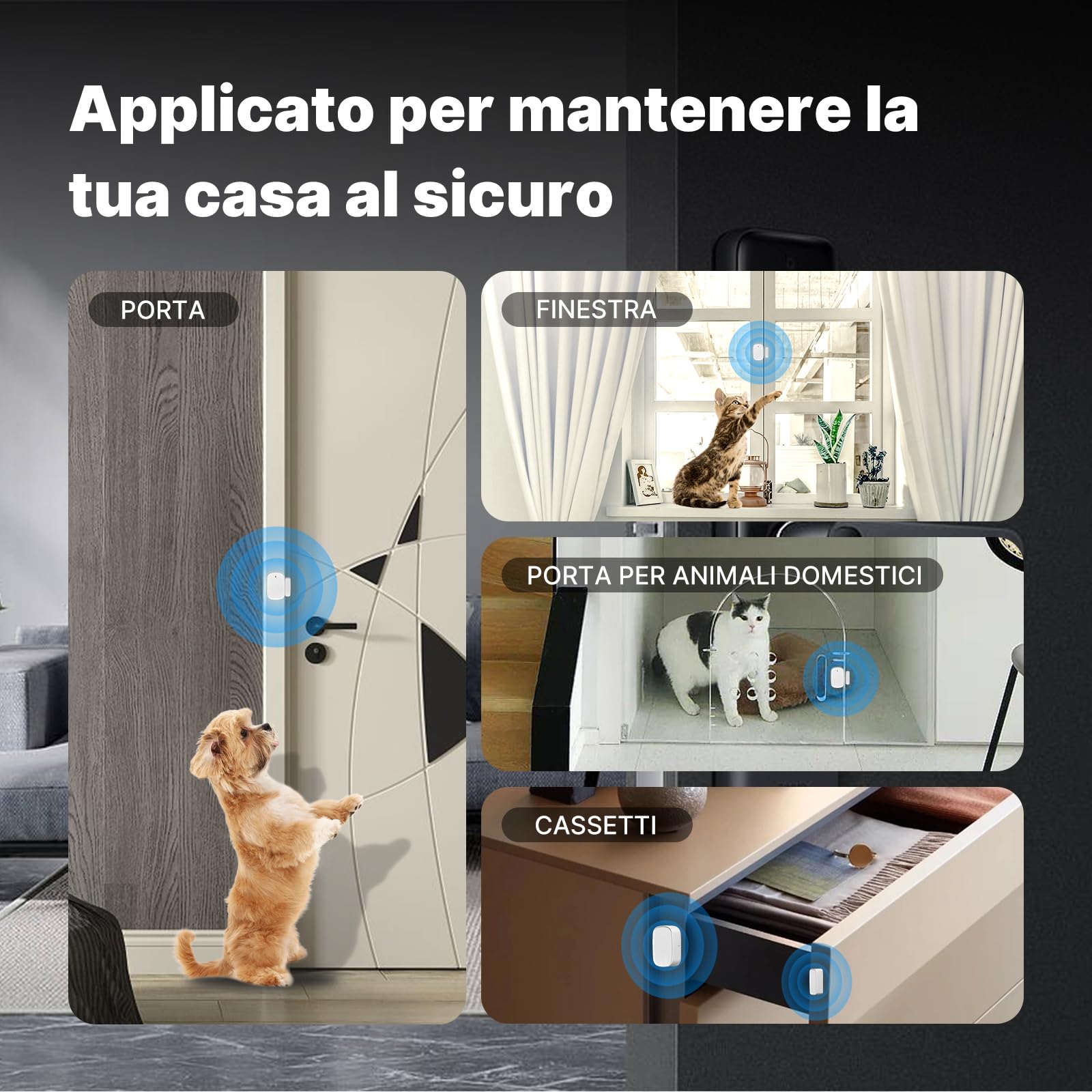 MOES Sensore intelligente per porte e finestre, richiede passerella ZigBee Tuya, rilevatore wireless per sistema di allarme e casa, compatibile con Smart Life/MOES/Tuya, 1 pezzo
