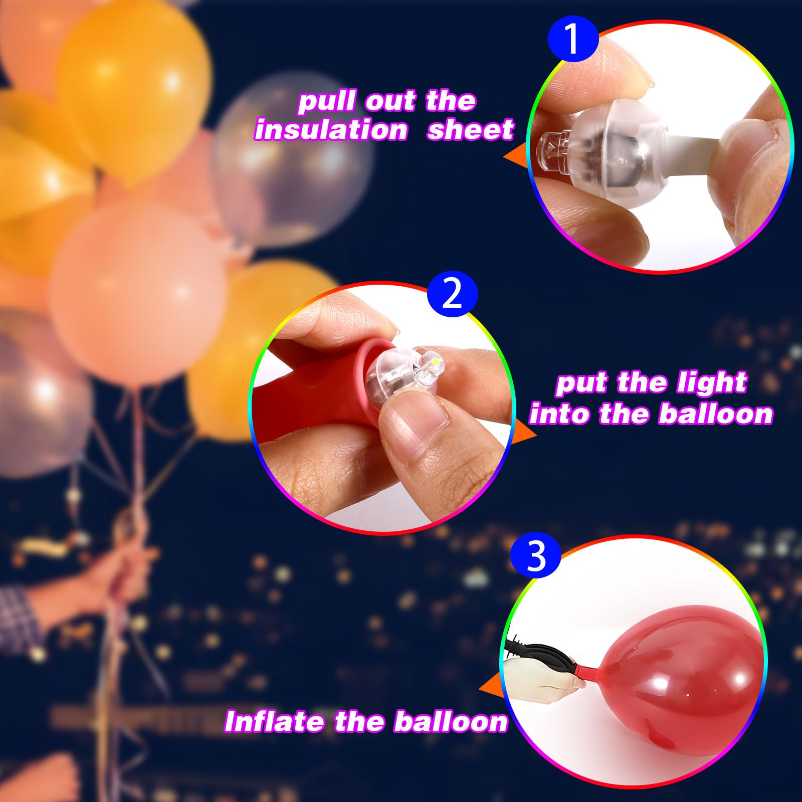 BTONGE 100 Pezzi Mini LED Palloncini Luci, Rotondo Lampada A Palloncino