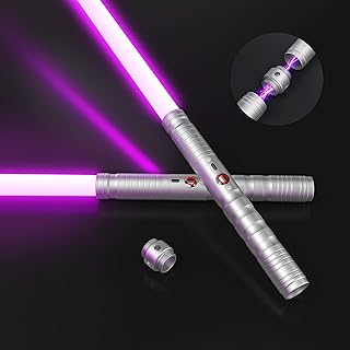 Light-Saber Metal-Hilt Force-Fx Dueling-Lightsaber - 2pcs Type-C Rechargeable Battery 2-in-1 RGB 12 Colors Double Bladed Changeable Metal Hilt Light Saber with 3 Mode Sound