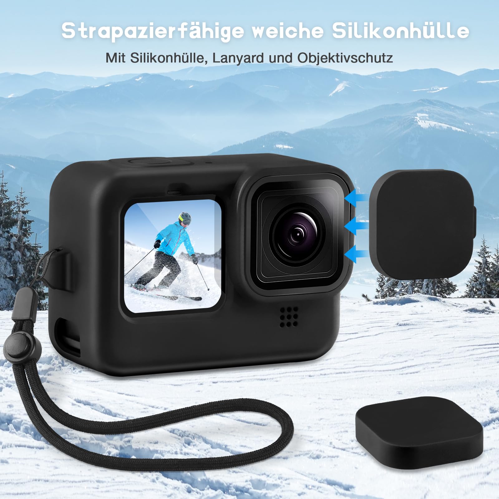 REDTRON Custodia Silicone + Vetro Temperato Per GoPro Hero 12/11/10/9 - Protezione Completa - Foto 7