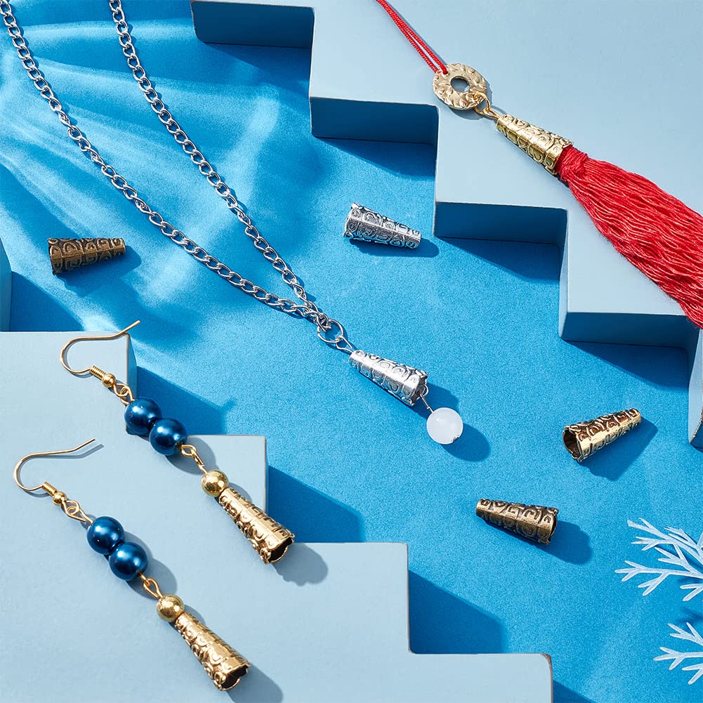 PandaHall 90pcs Chapeaux De Cône De Perle, Capuchons D'extrémité De Perle En Métal Bouchons De Perles D'espacement Terminaisons D'arrêt De Perles